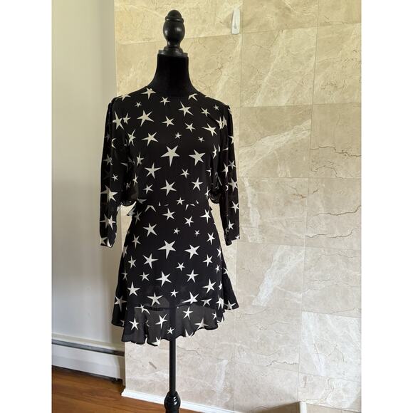 REALISATION PAR Goldie StarStruck Mini Dress XS Black Silk Ruffle Party - Picture 7 of 16